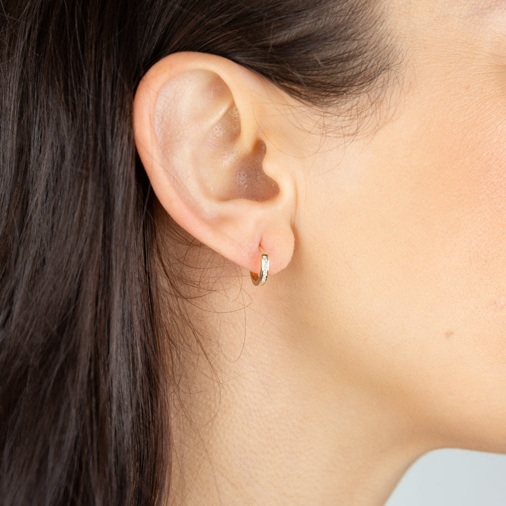8mm Hoop Earrings with 9ct Yellow Gold and Cubic Zirconia