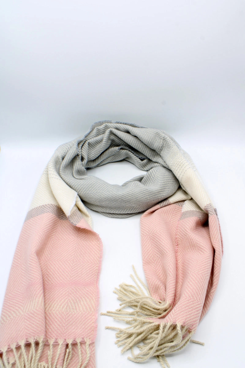 Luxurious Plain Herringbone Pattern Cashmere - Feeling Polyester Scarf
