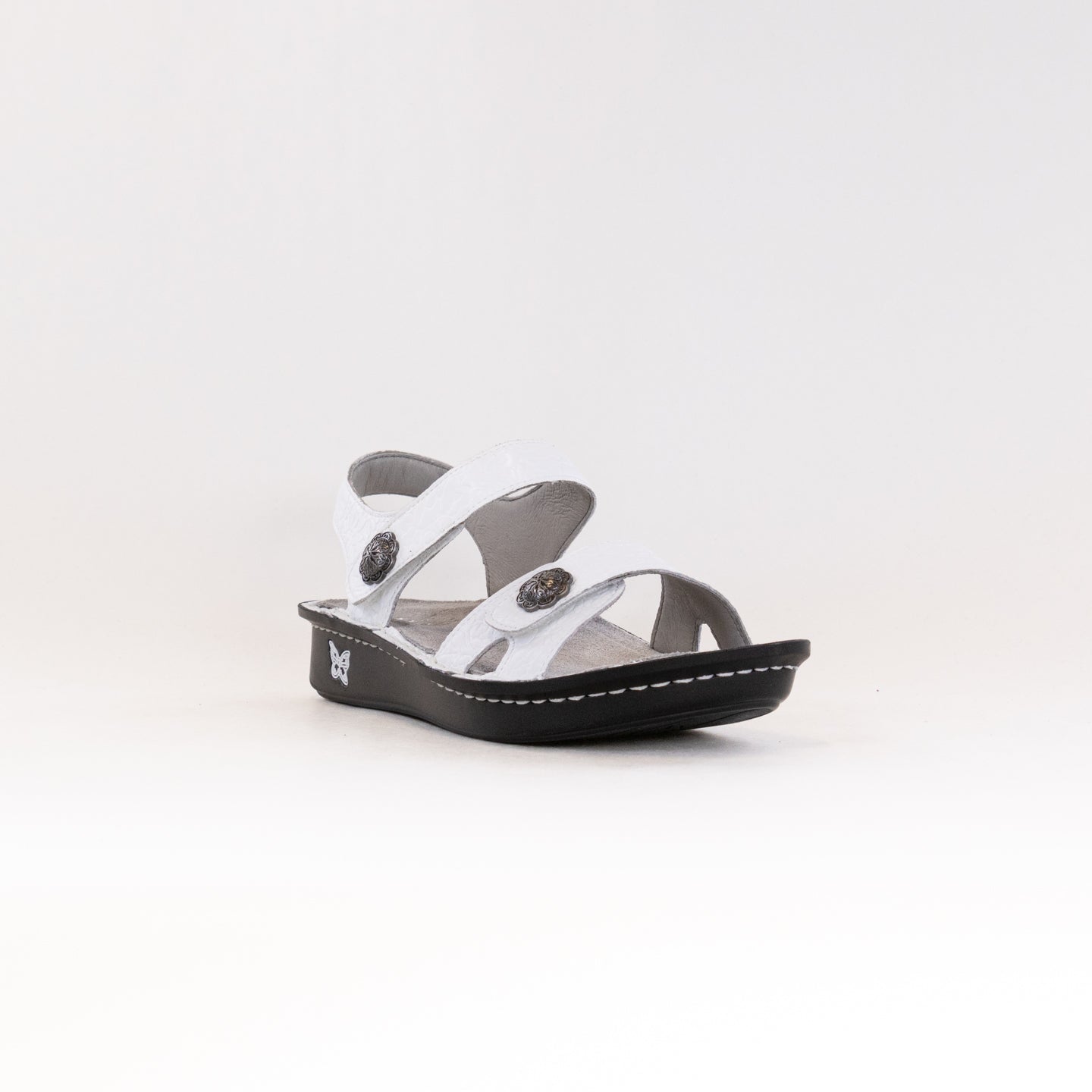 Alegria Women's Vienna Delicut White Adjustable Strap Leather Sandals