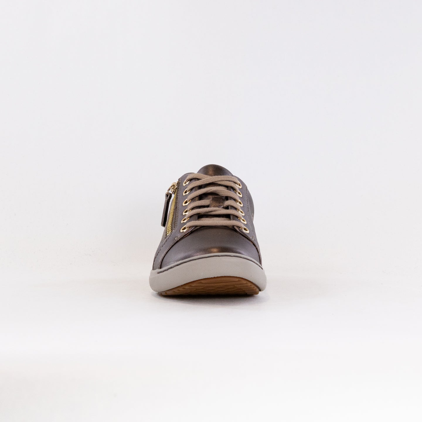 Women's Clarks Nalle Lace Sneakers in Stylish Bronze Metallic Leather