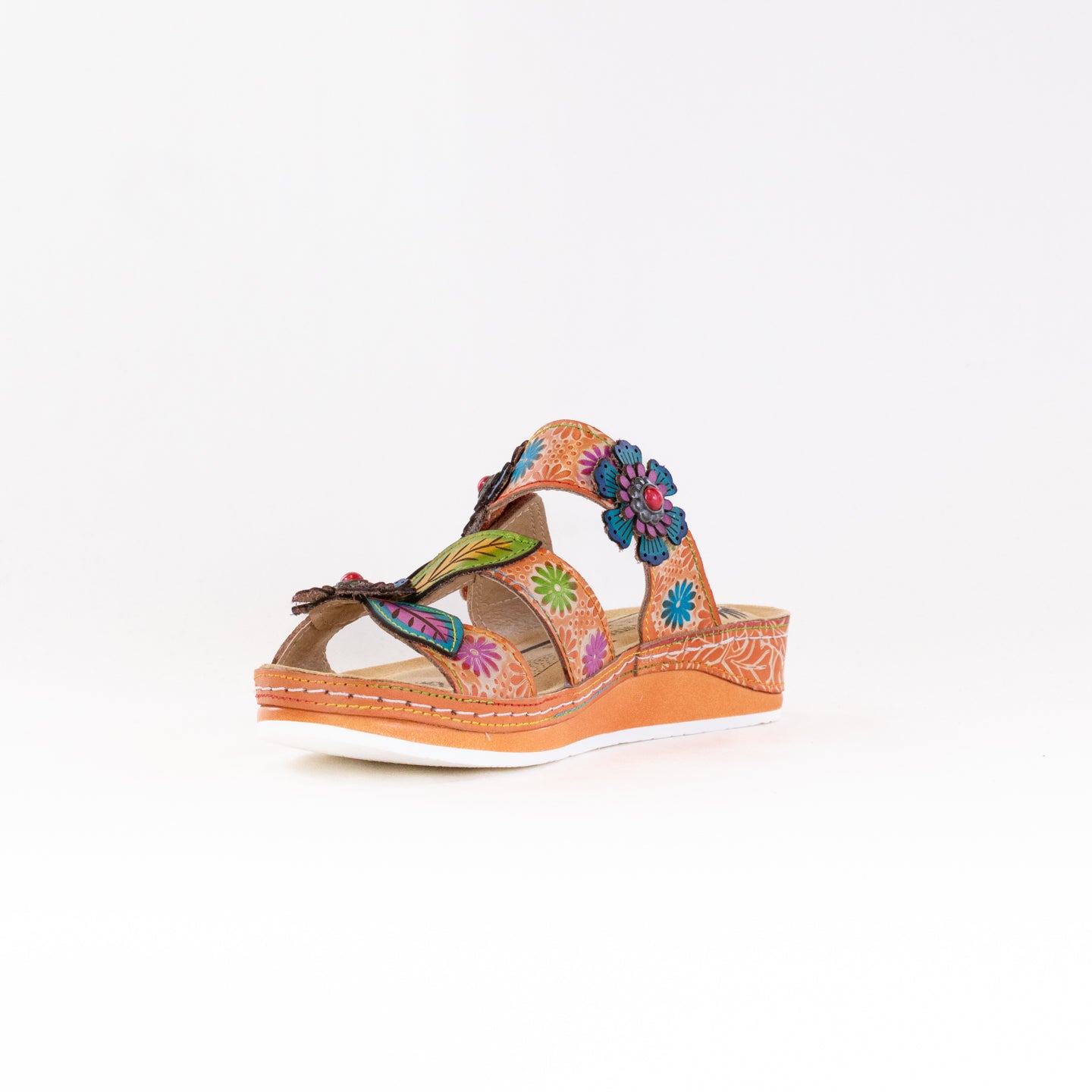 Spring Step L'Artiste Women's Stylish Pillow-Soft Sandals in Peach Multi Color