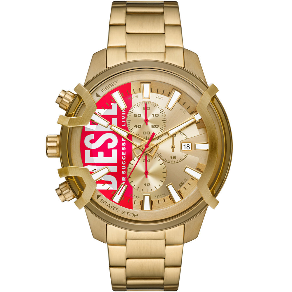Diesel Mens Griffed Gold-Tone Watch DZ4595
