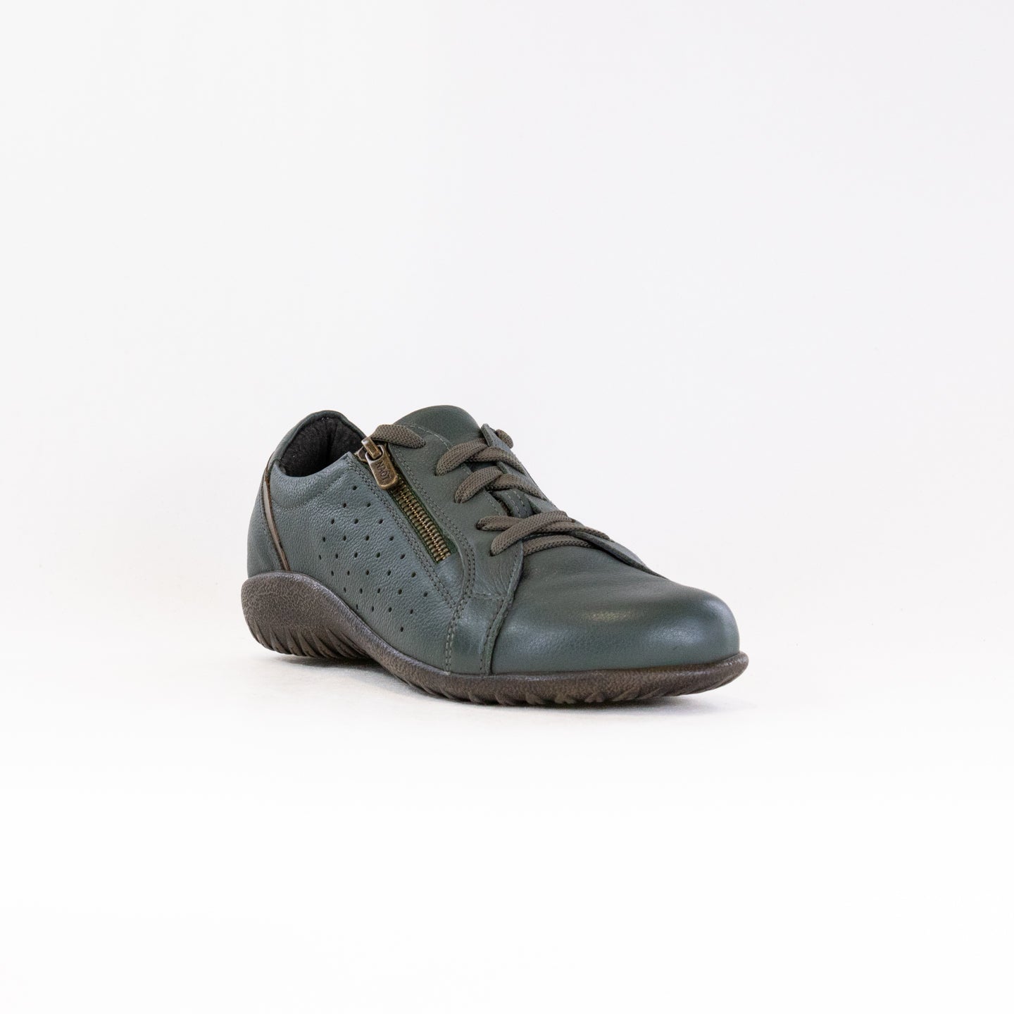 Naot Women's Moko Lace - Up Shoes in Green Leather with Pewter Accents