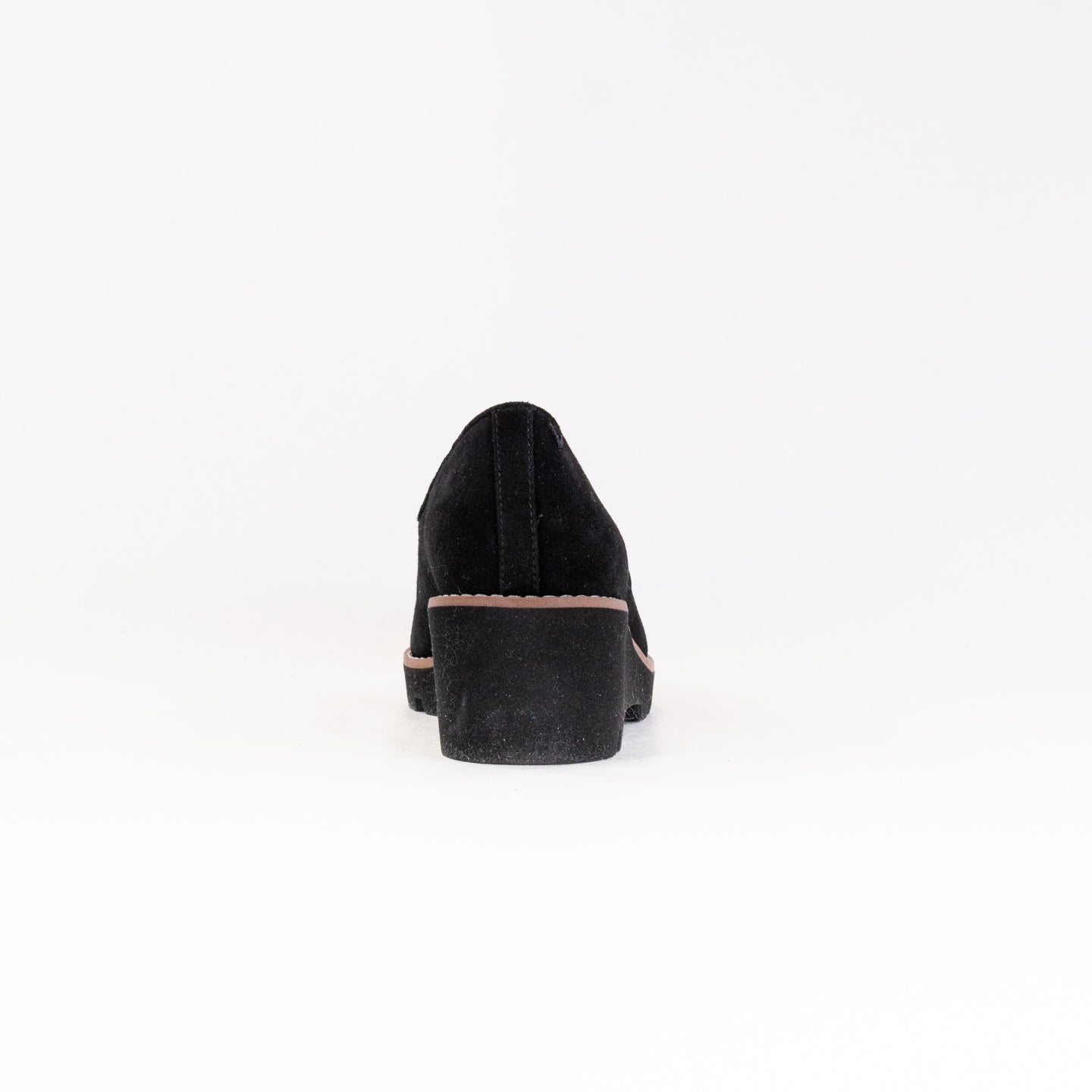 Women's Vionic Willa Black Suede Chunky Lug Wedge Slip-Ons