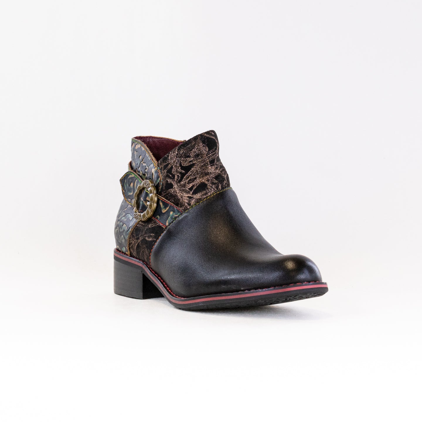 Spring Step L'Artiste Women's Tiatia Black Leather Western Style Booties