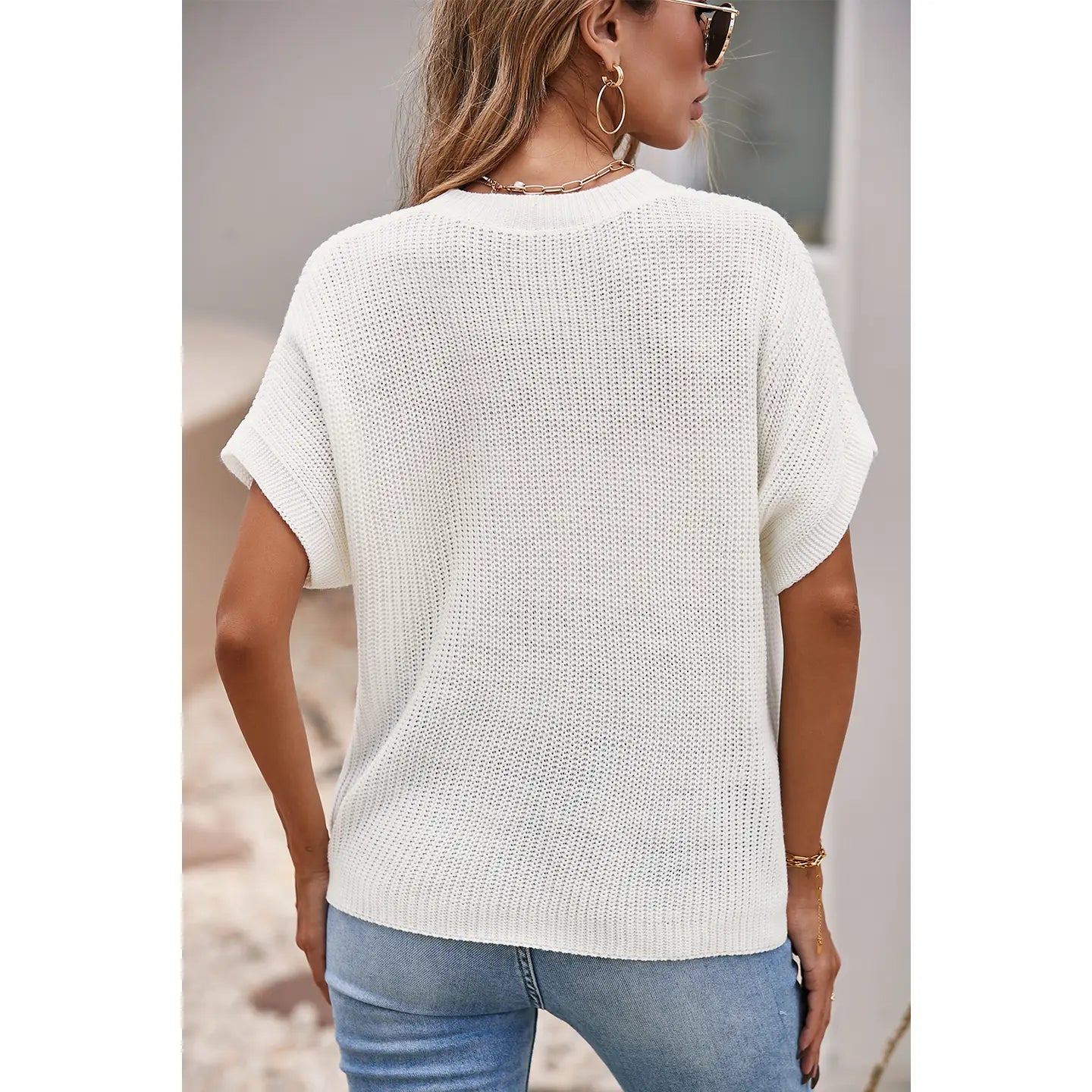 LITLLE DAISY CLOSET Cozy Floral Short Batwing Sleeve Fall Sweater