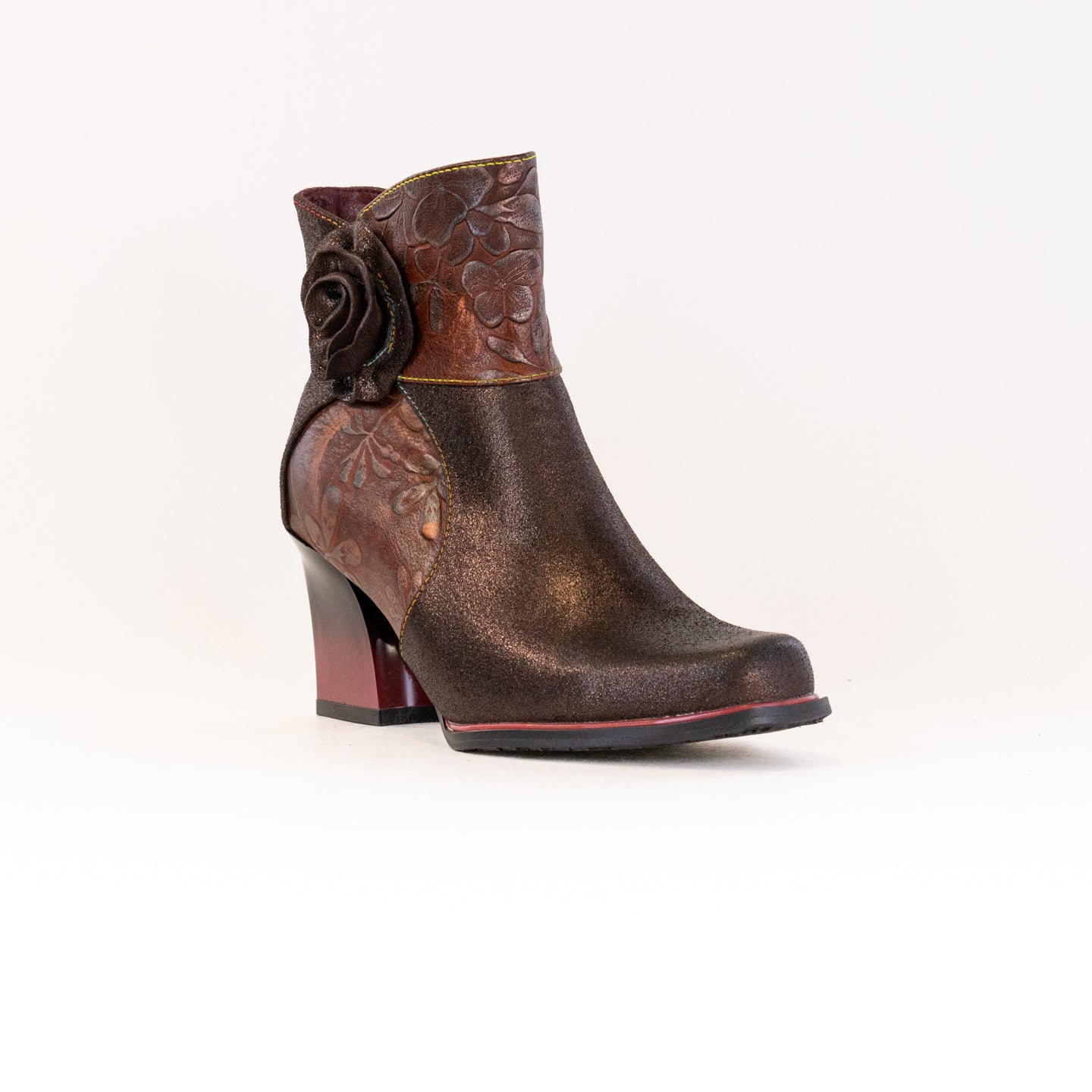 L'Artiste Women's Zinna Bronze Leather Combo Booties