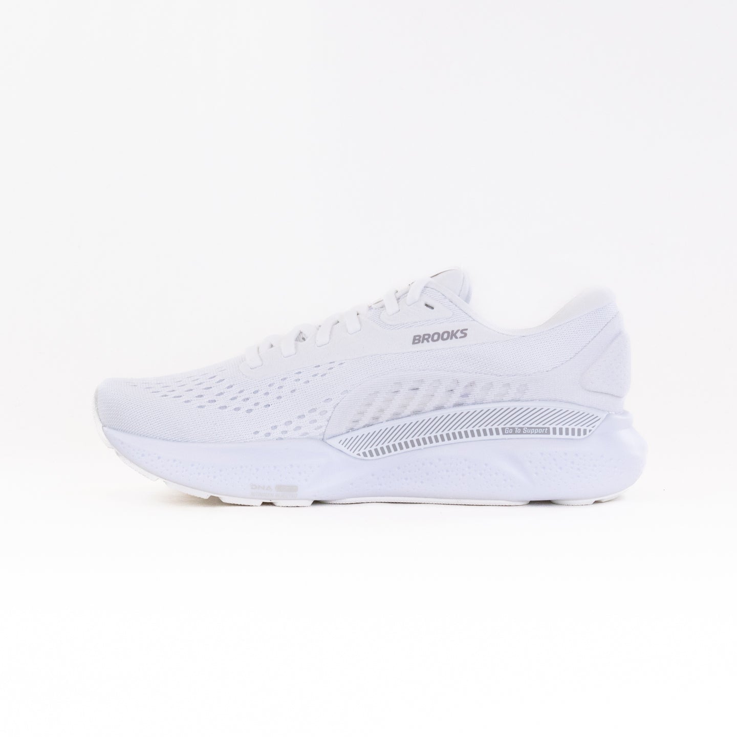 Brooks Women’s Adrenaline GTS 24 Running Shoes in White/Oyster/Alloy Color Scheme