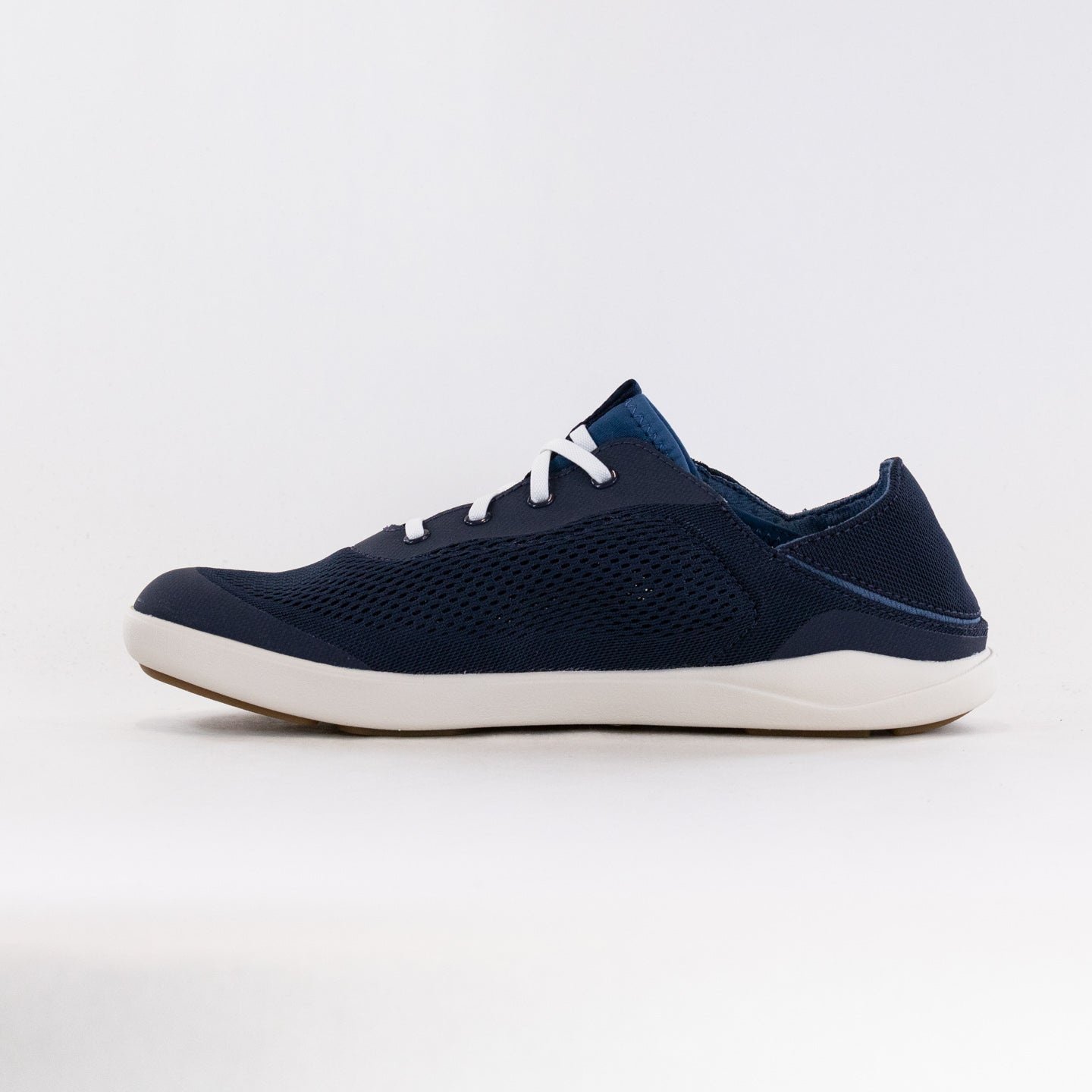 OluKai Men's Moku Pae Casual Boat Shoes in Trench Blue and Off-White Color Scheme