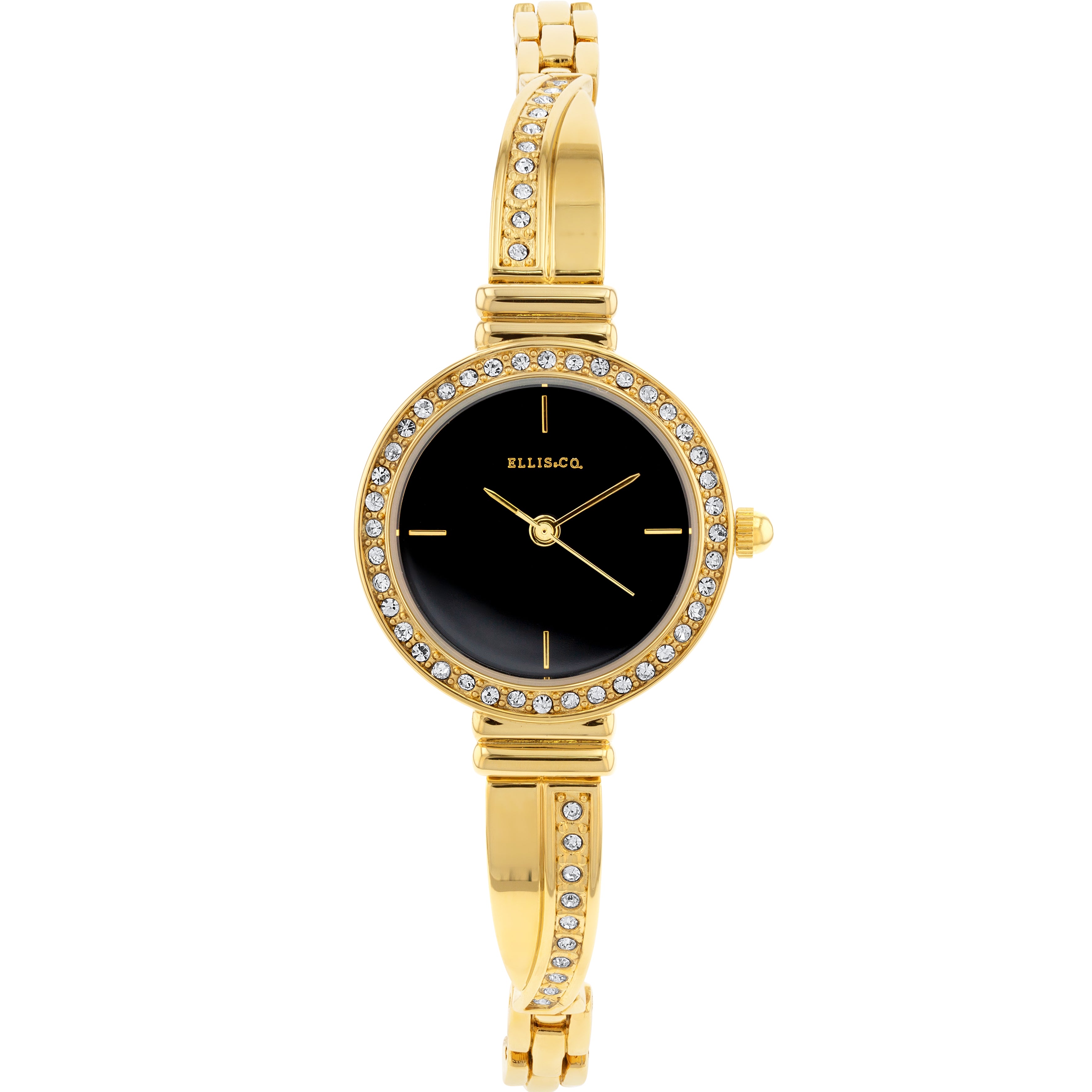 Ellis & Co 'Erika' Elegant Midnight Black Crystal Dial Bracelet Watch