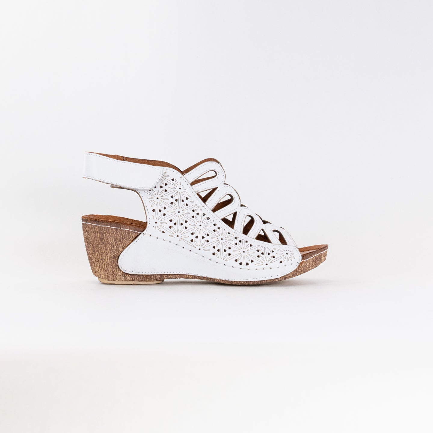 Women's Spring Step Inocencia White Premium Leather Sandals