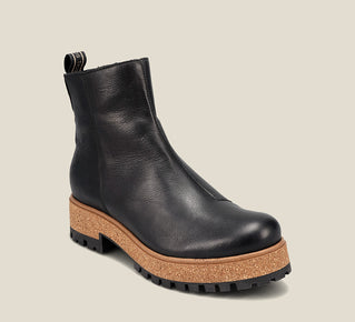 Women's European Style Smooth Leather Black Boots for Taos Downtown