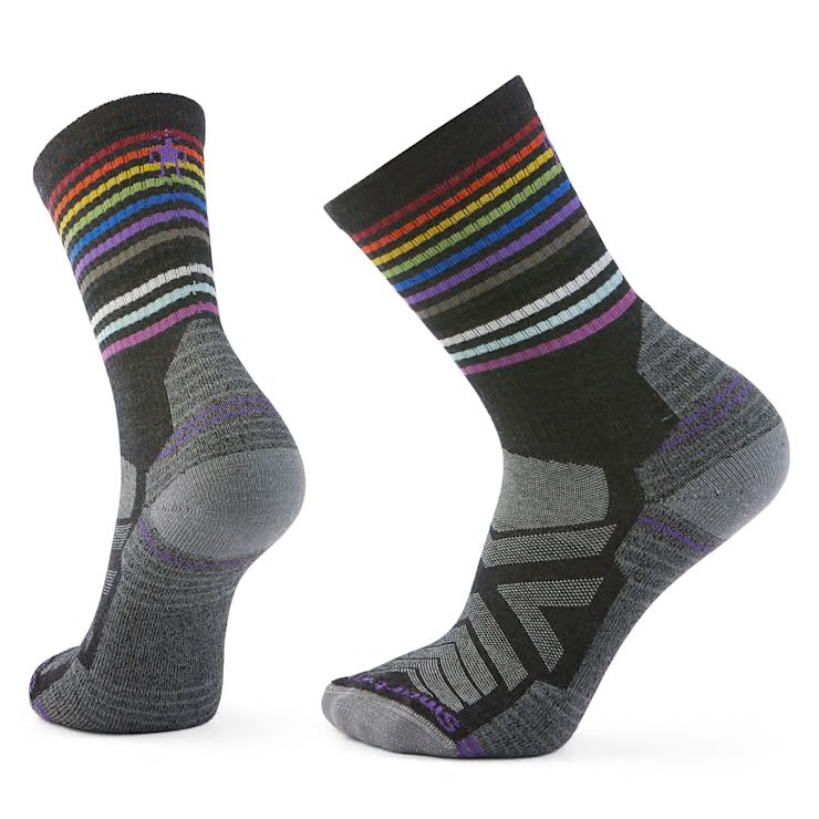 Unisex Smartwool Charcoal Hike Pride Crew Socks with Premium Tech