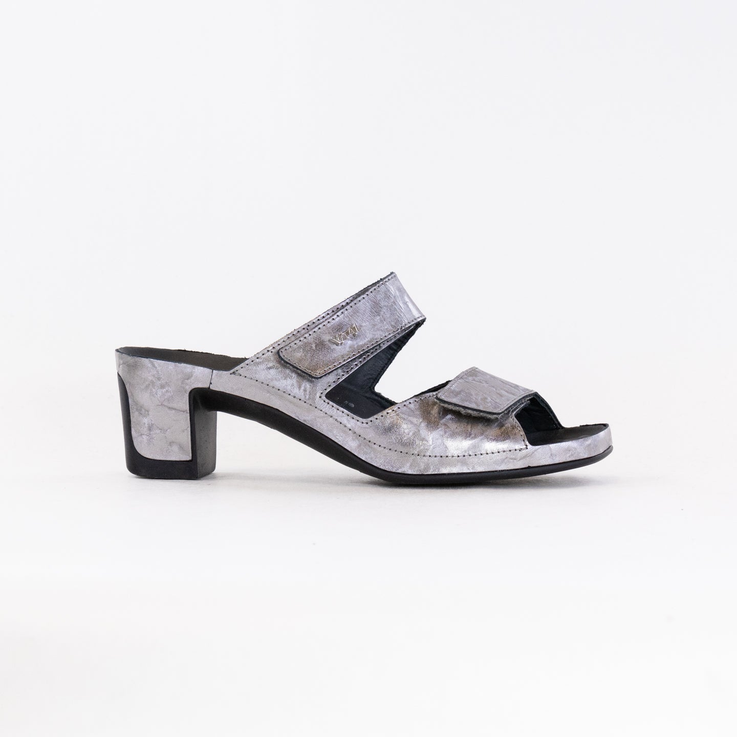 Women's Platinum Metallic Leather Vital Joy Mule Sandals for Ultimate Comfort and Well - being