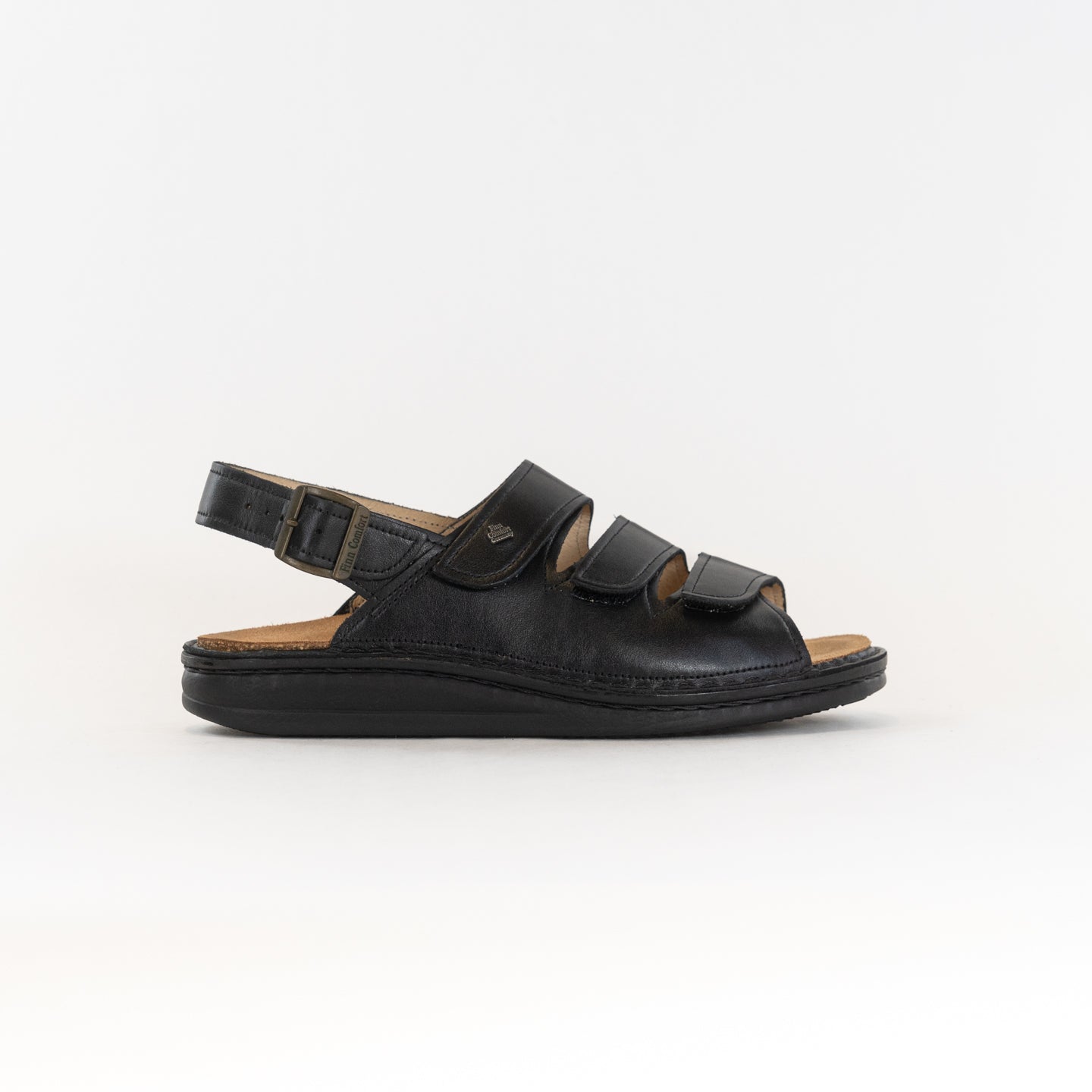 Finn Comfort Women's Sylt Black Adjustable Leather Shoes