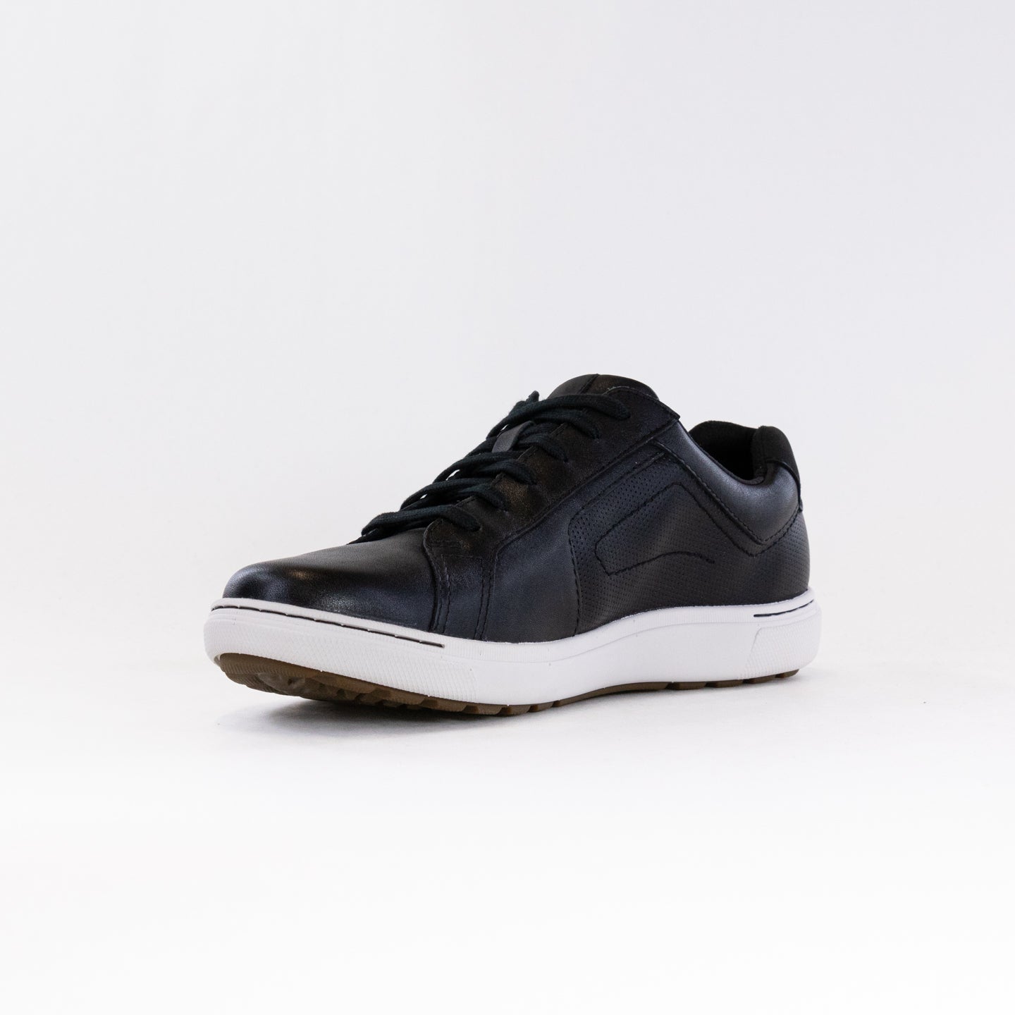 Men's Clarks Mapstone Lace Black Leather Lace - Up Sneakers for All - Day Comfort