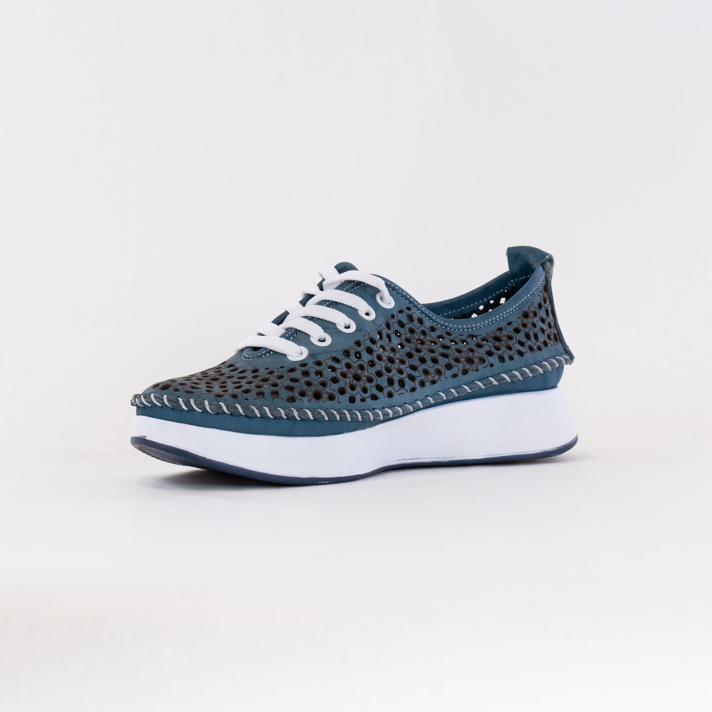 Spring Step Women's Youlanda Perforated Wedge Sneakers - Blue