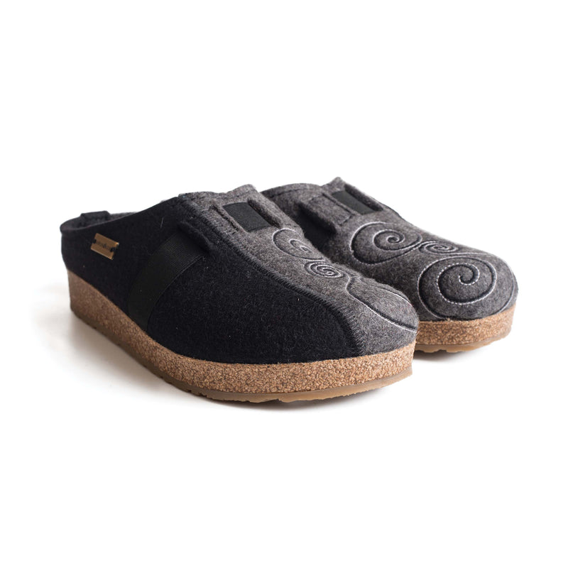 Women's Haflinger Magic Clogs in Elegant Black/Grey