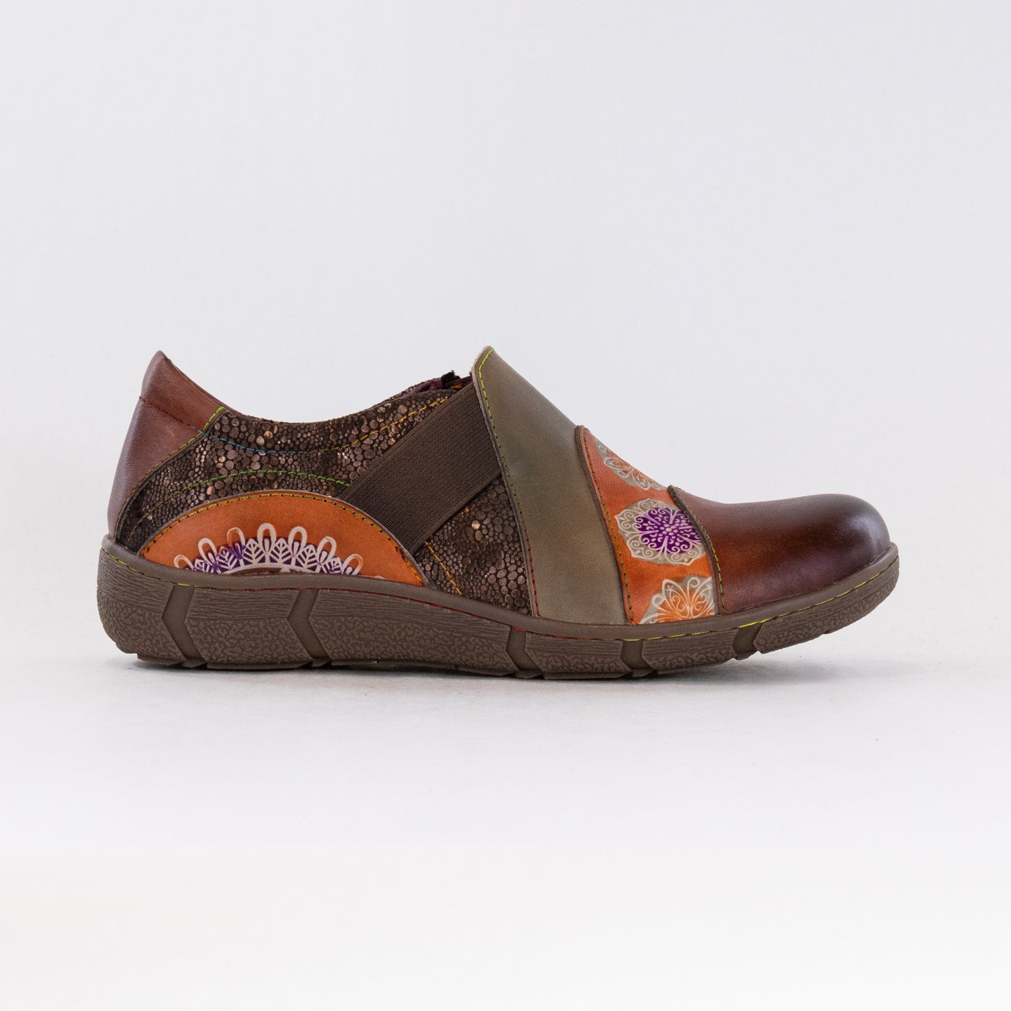 L'Artiste Women's Brown Multi Hand - Painted Comfort Clogs Lata