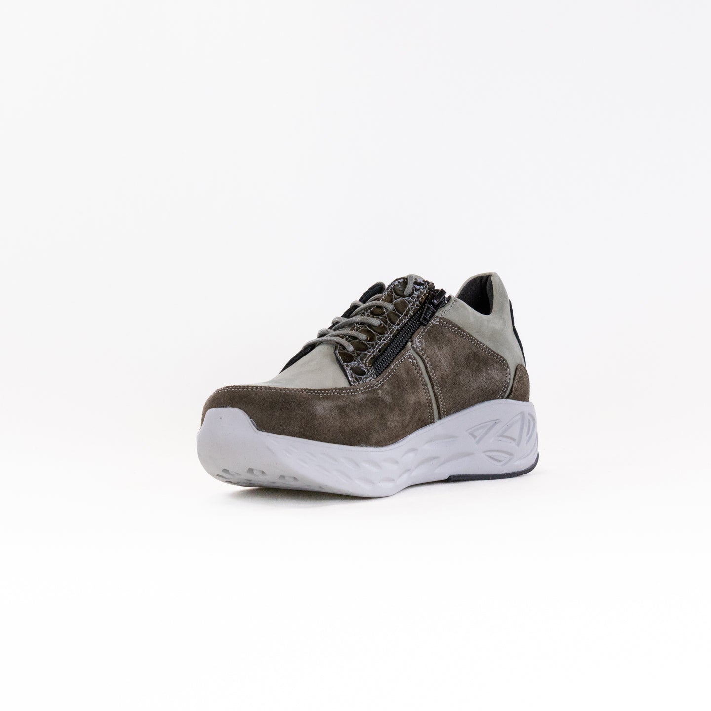 Wolky Women's Bounce Grey Combination Leather Comfortable Sneakers