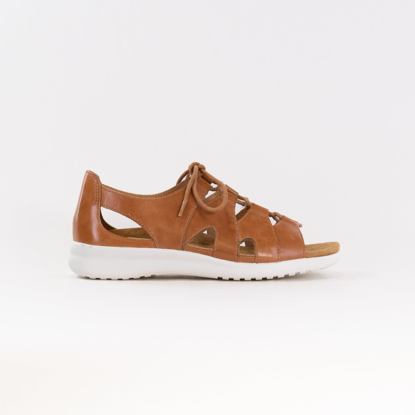 Women's Tan Ziera Barnett Leather Lace-up Sandals with Removable Footbed