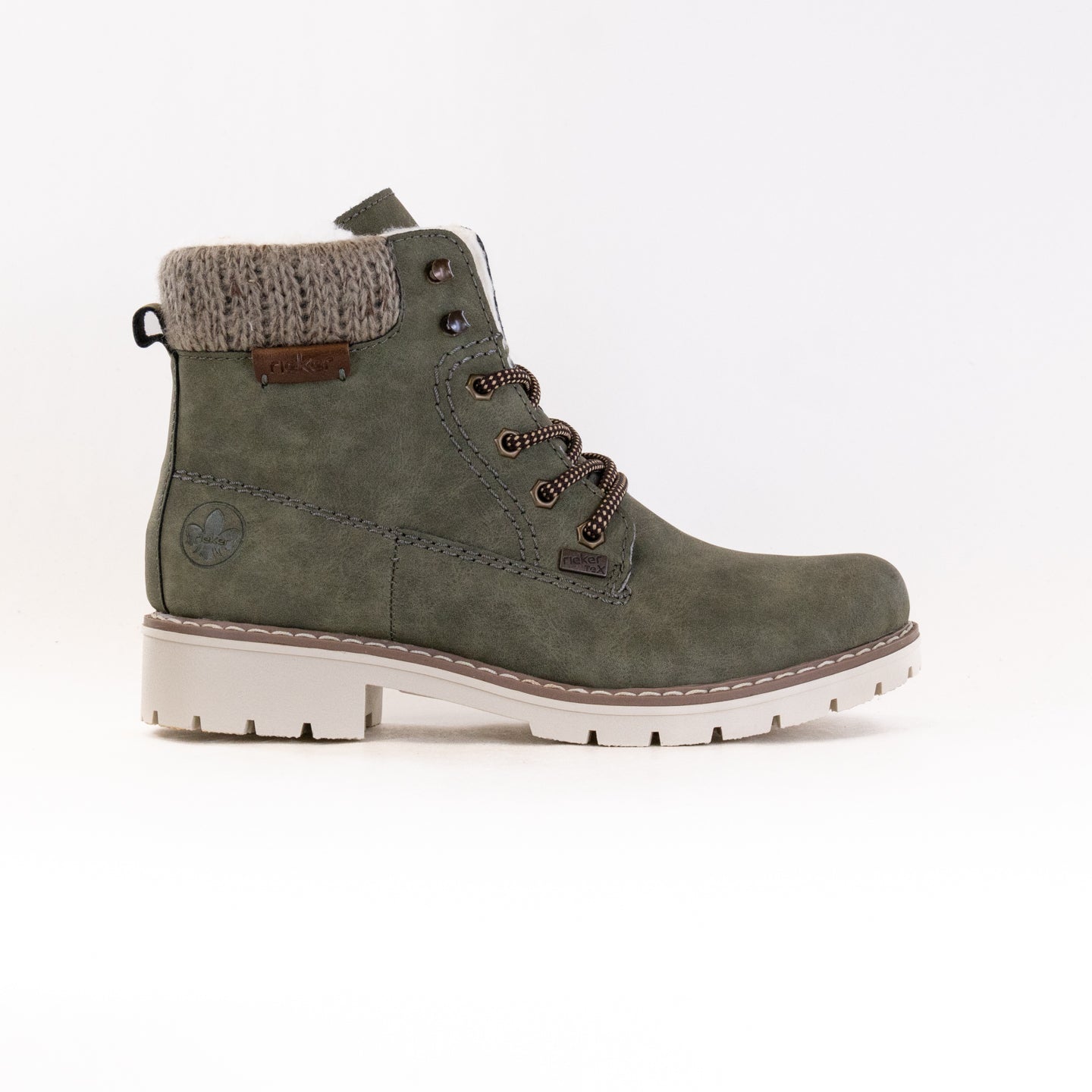 Rieker Women's Y9118 Sabrina Cactus Green Lace - up and Zipper Boots in Liane/Mogano/Stein Design