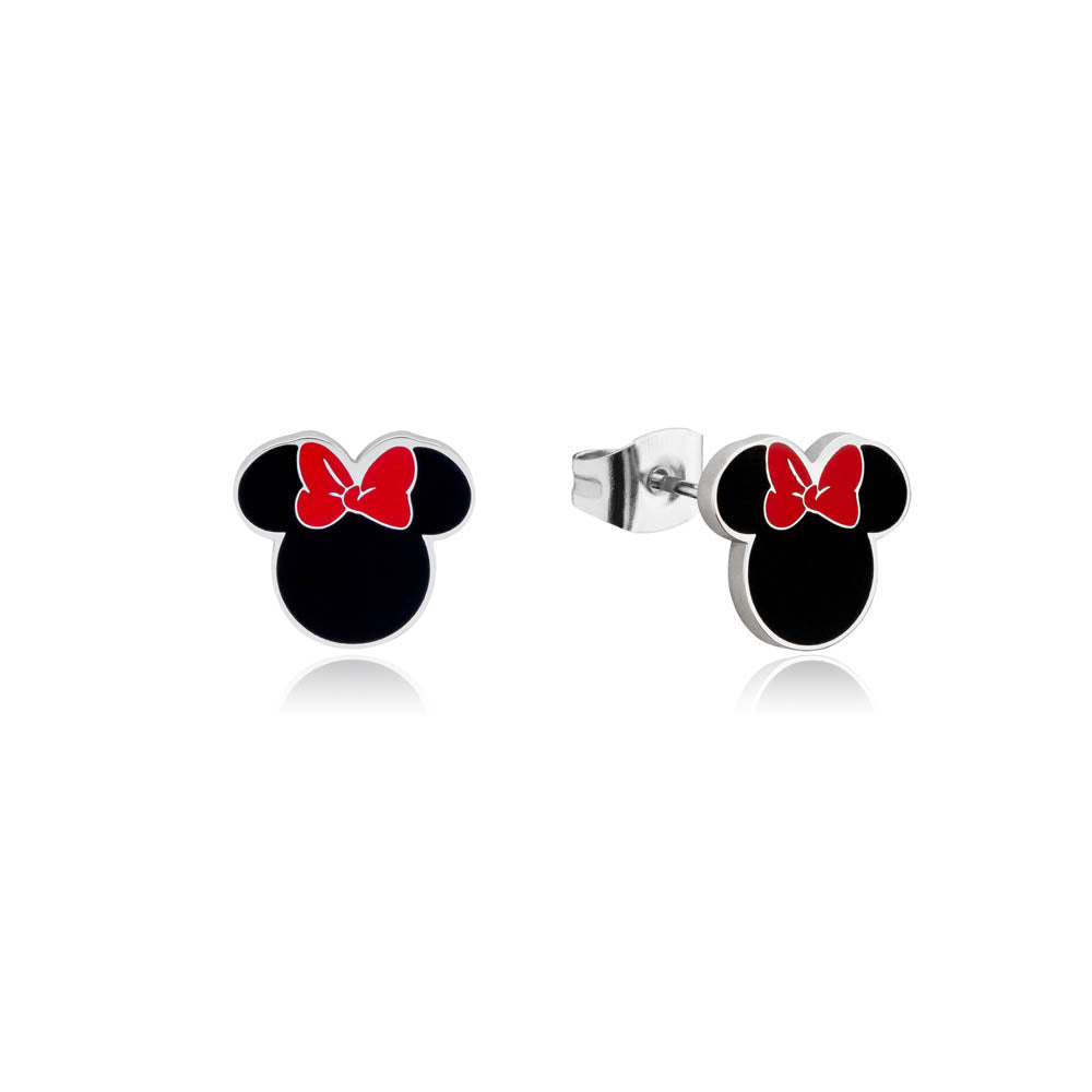 Disney Fashionable Stainless Steel Minnie Mouse Silhouette Stud Earrings for Jewelry Lovers