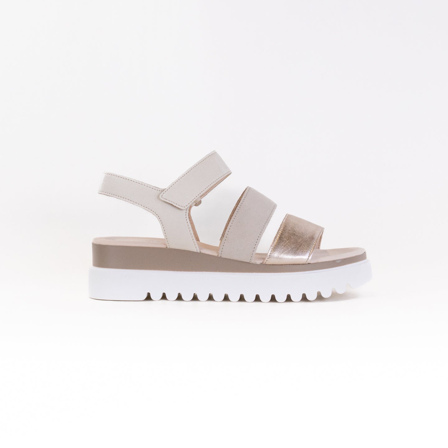 Women's Gabor 24.610.62 White Metallic Combination Leather Wedge Sandals