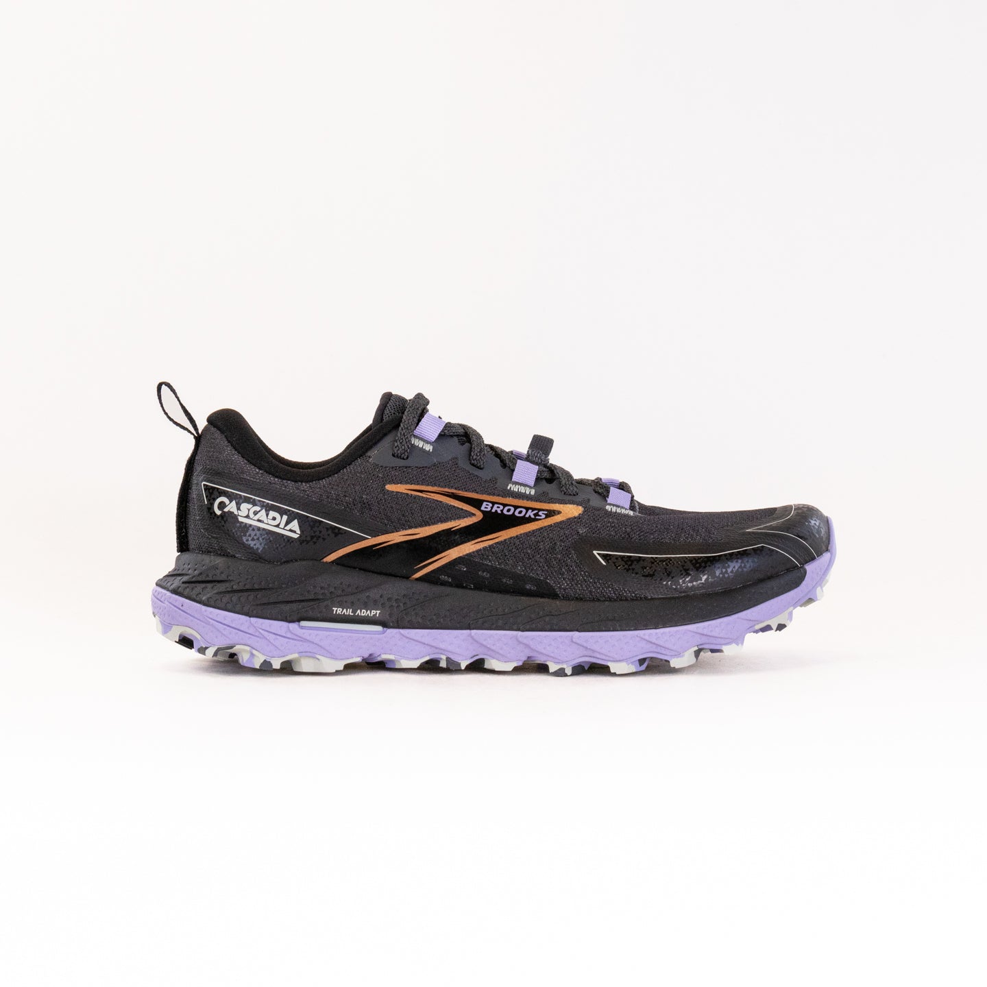 Women's Brooks Cascadia 18 Running Shoes - Ebony, Sweet Lavender & Copper