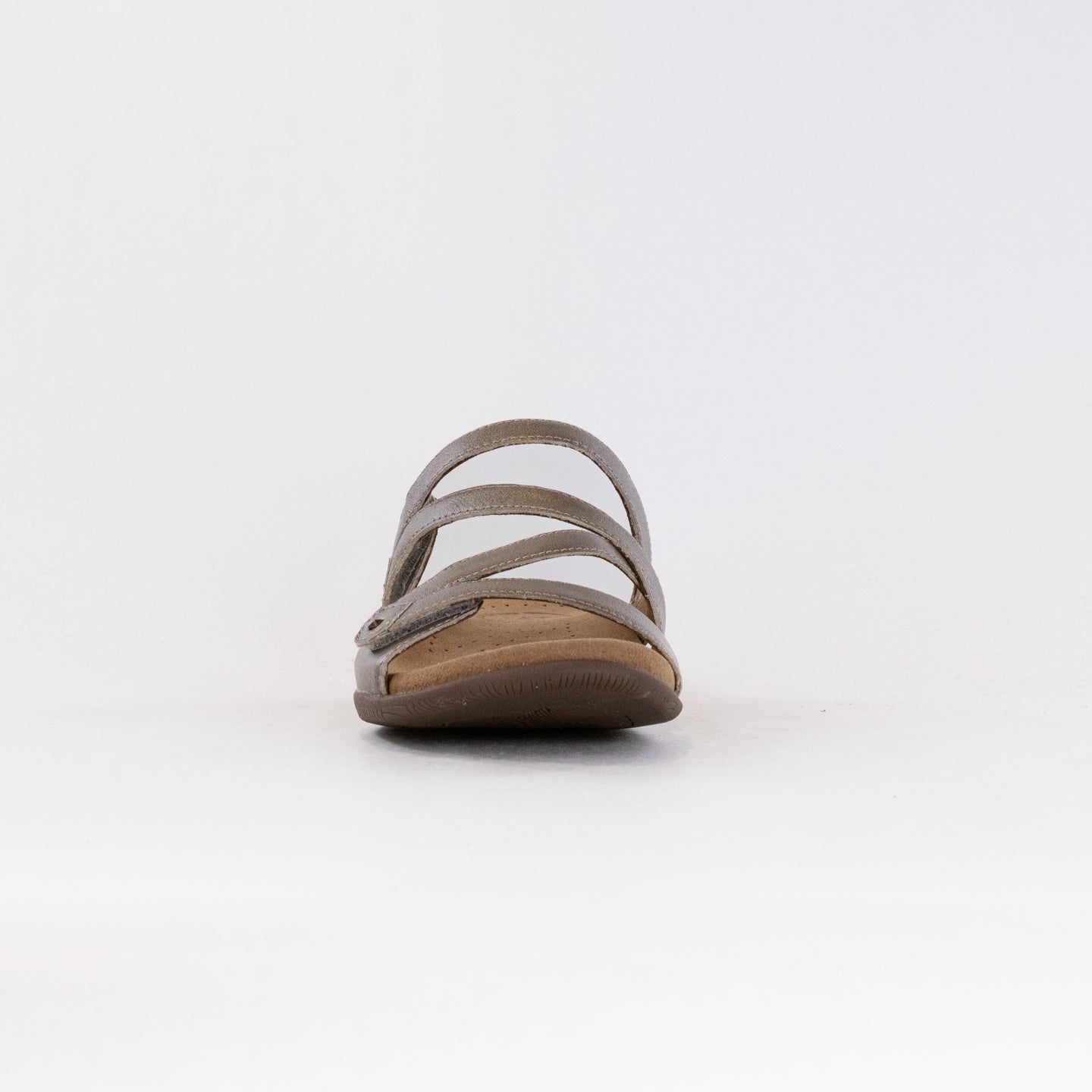 Champagne-colored Women's Taos Double U Premium Leather Slide Sandals