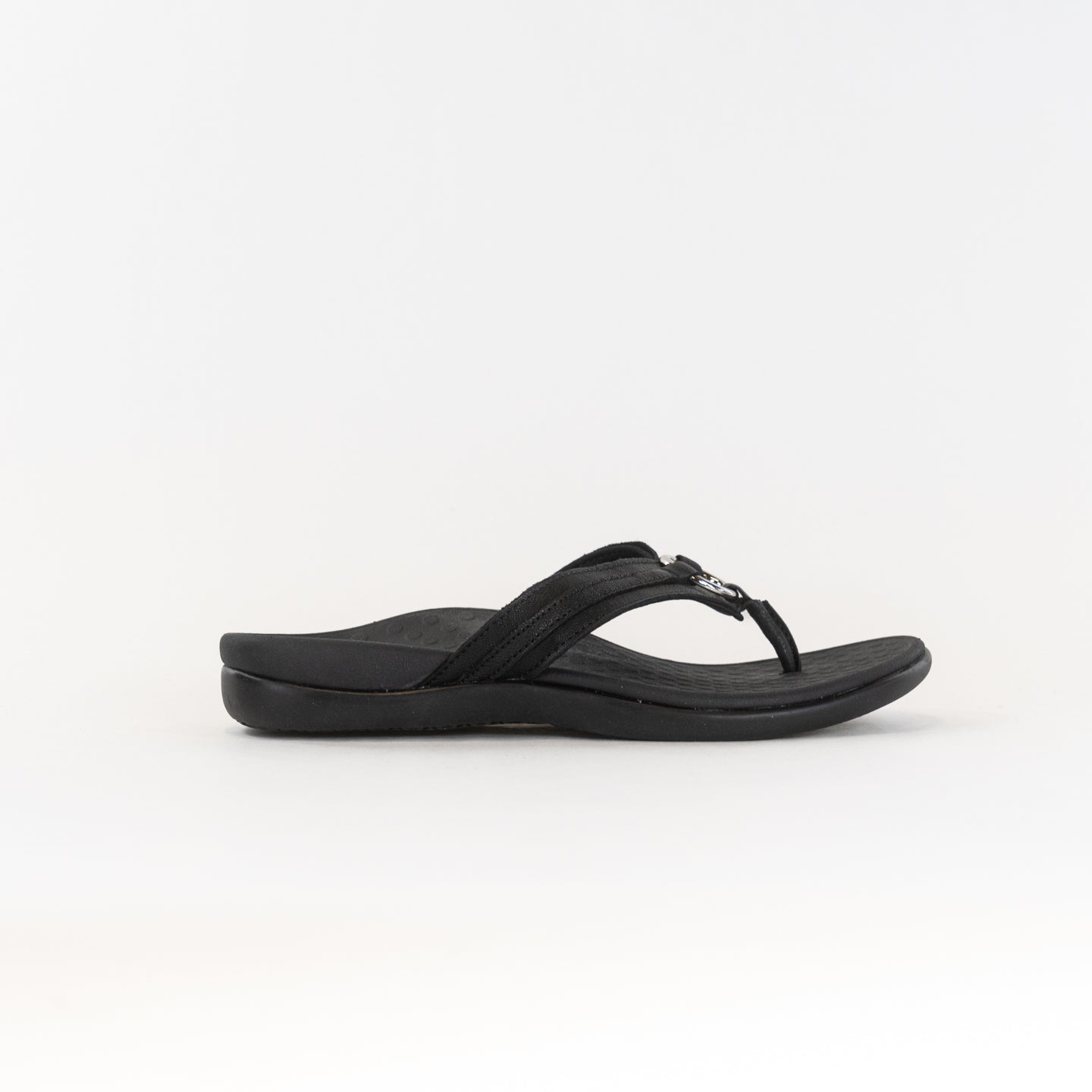 Vionic Women's Black Aloe Leather Slide Thong Sandal for Comfort