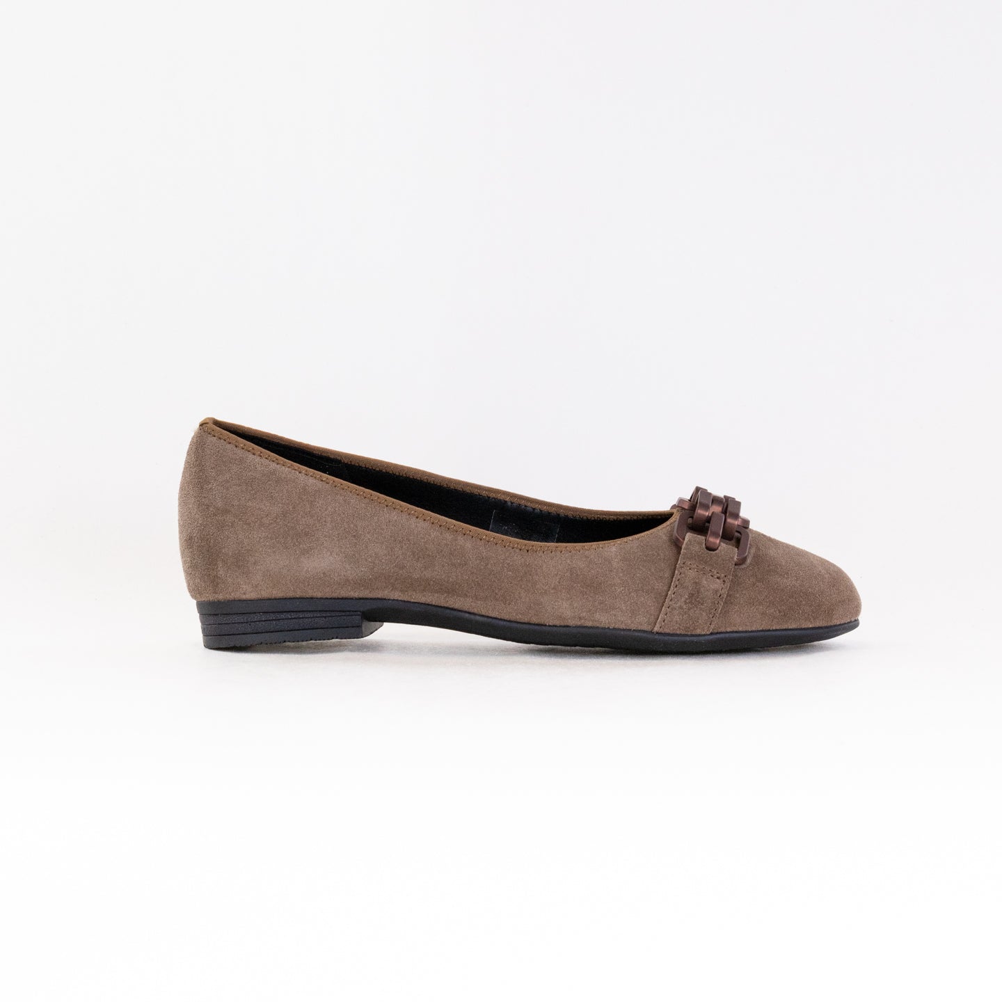 Women's Sesame Suede Ara Scout Ballet Flats with Chain Details