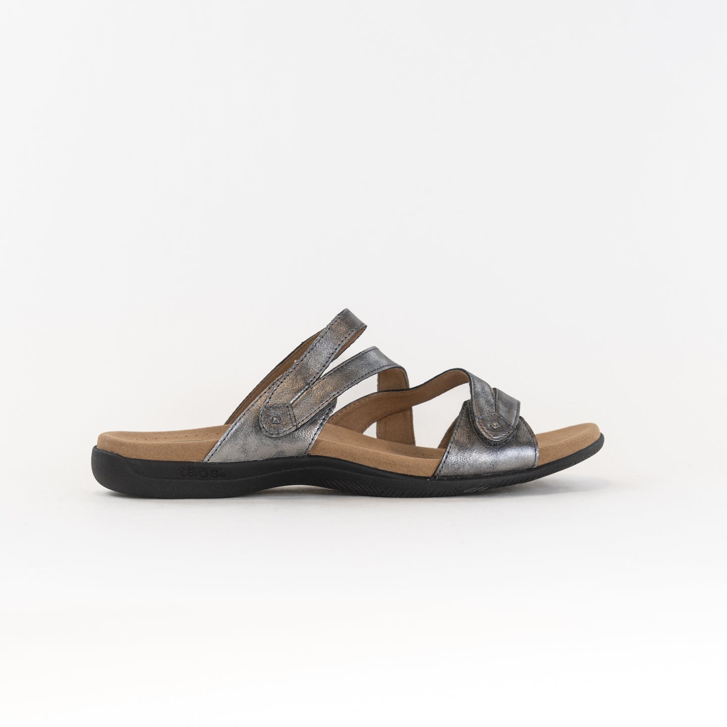Women's Taos Double U Slide Sandals in Pewter Color