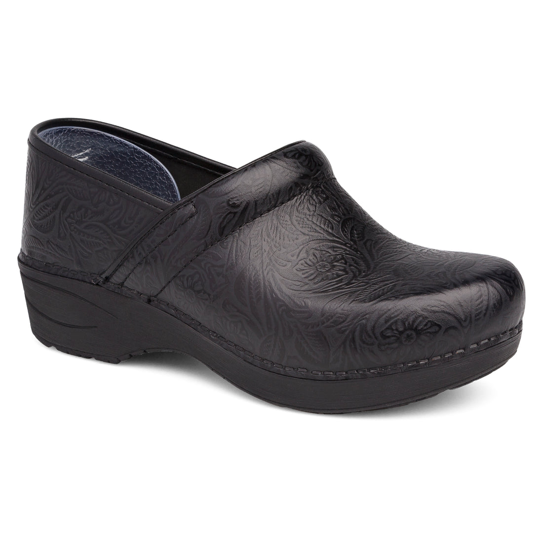 Dansko Women's Professional XP 2.0 Clogs in Black Floral Tooled Design