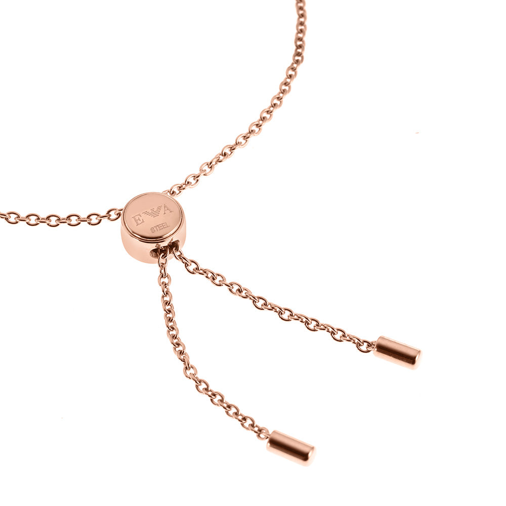 Emporio Armani Stylish Rose Gold - Coated Stainless Steel Bracelet with Black Lacquer Elements