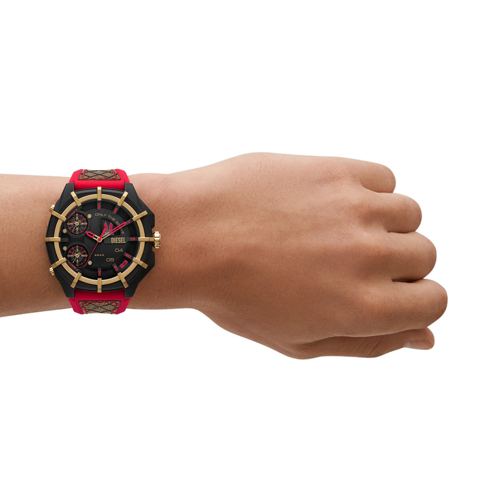 Diesel DZ4618 Black Nylon Framed Limited - Edition Watch with Gold & Red Accents