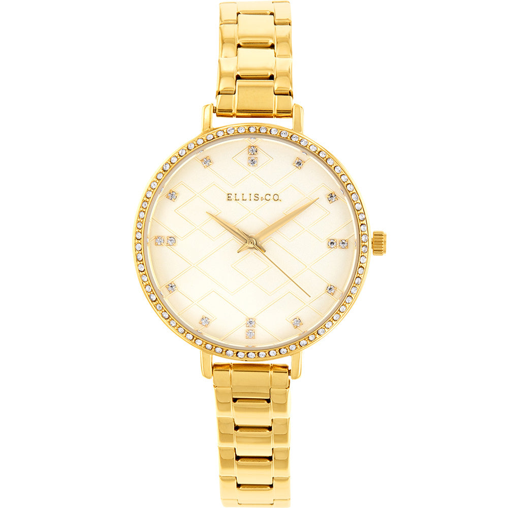 Ellis & Co Women's 36mm Gold-plated Stainless Steel Crystal Watch