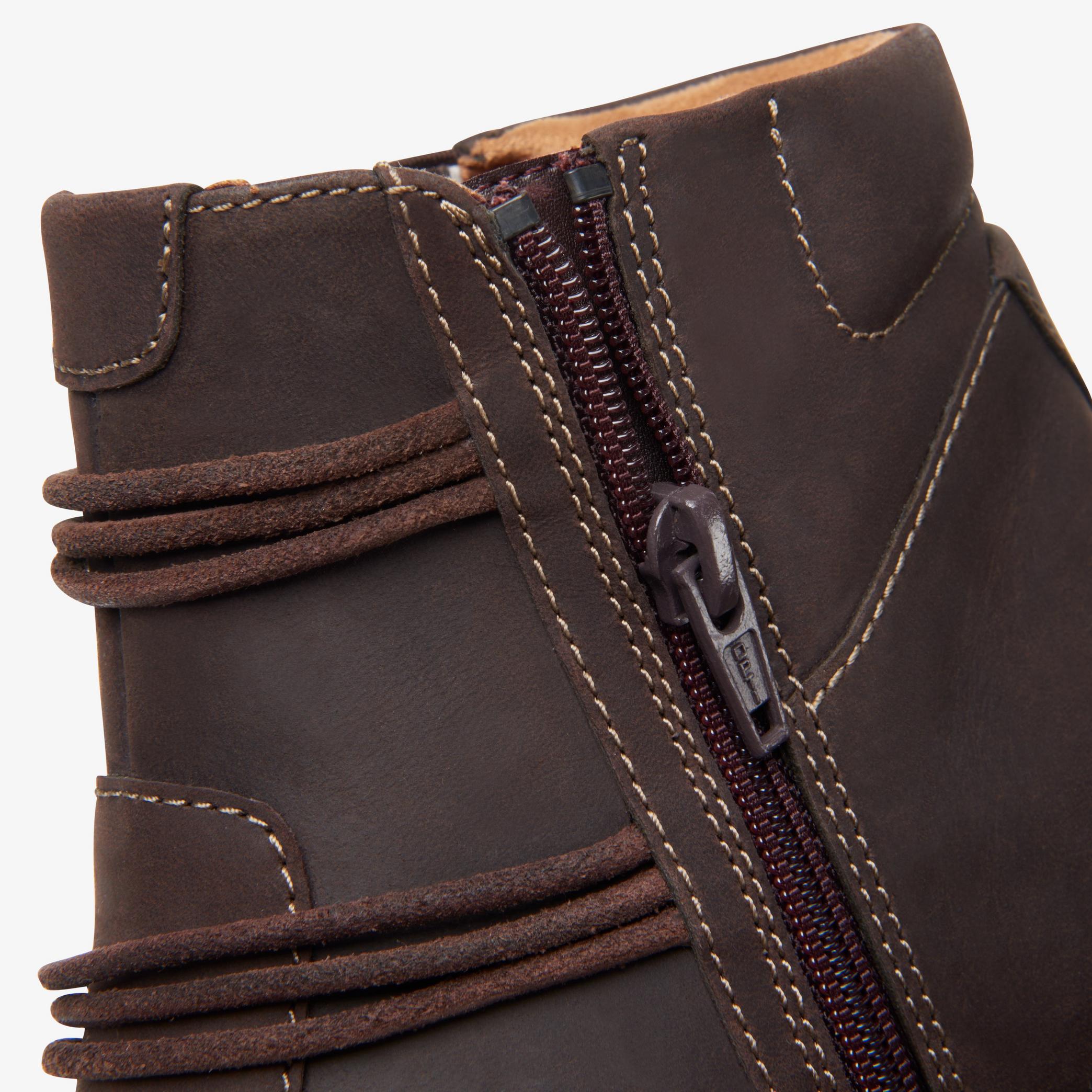 Women's Dark Brown Leather Clark's Un Loop Up Slip-on Boots