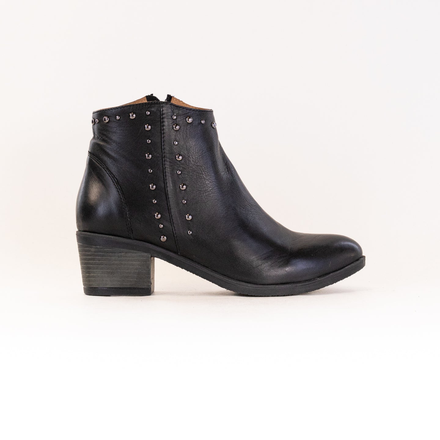 Women's Black Leather Spring Step Wildwest Style Western Booties