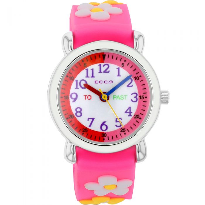 ECC Brand Kids' Fashionable Pink - Strapped Flower - Decorated Wristwatch