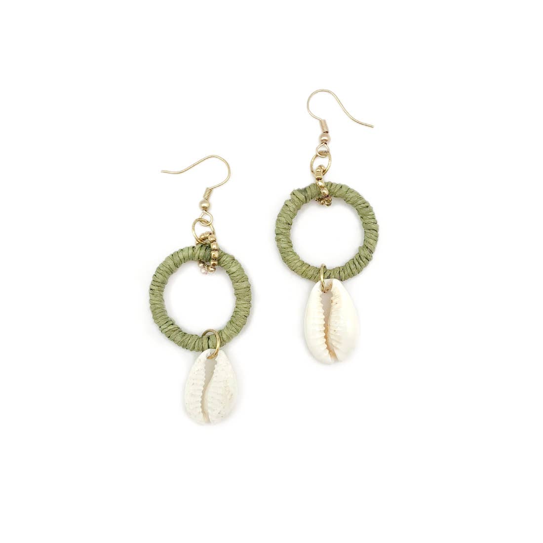 Sachi Calming Sage Collection - Bohemian Cowrie Shell Ring Earrings