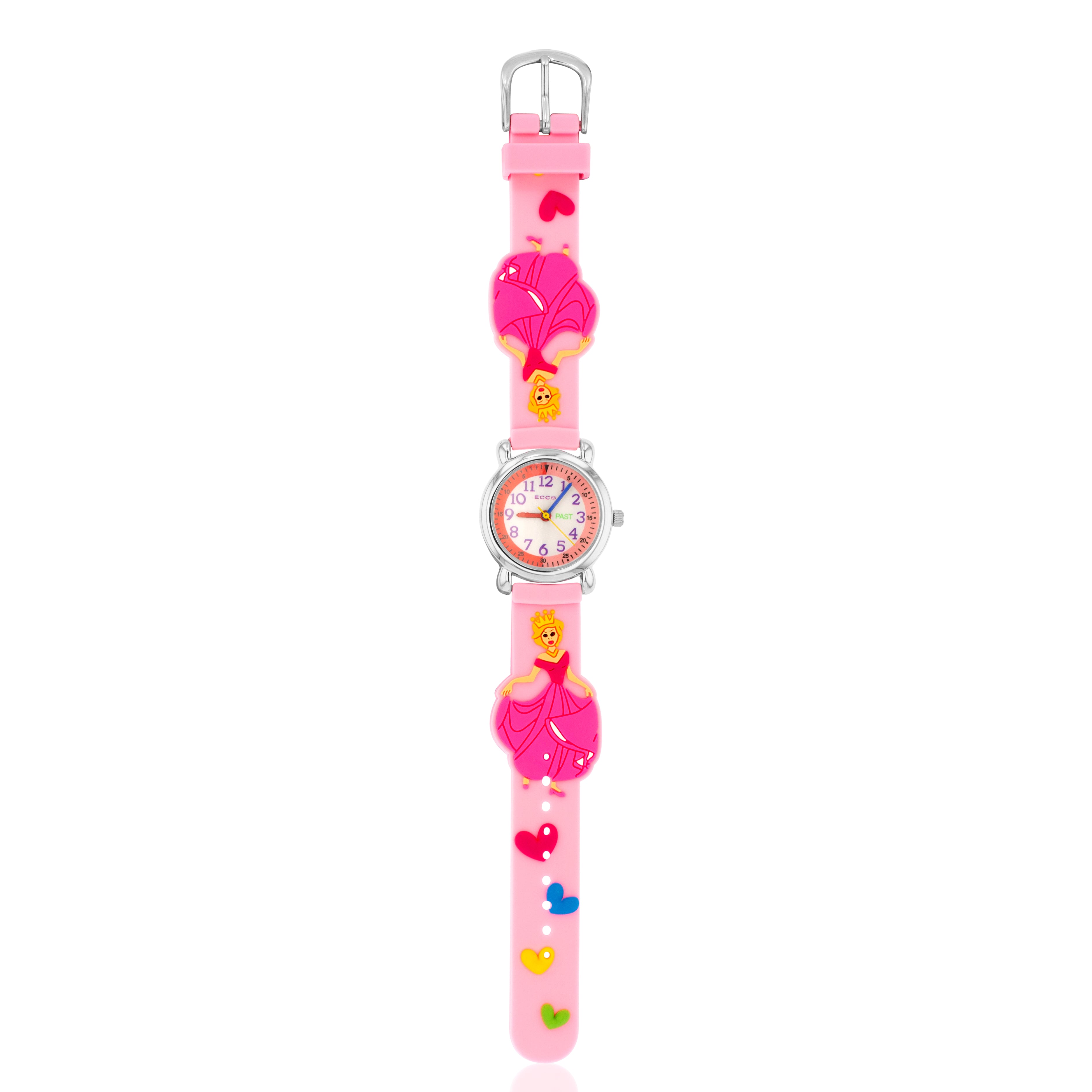 ECC Adorable Pink Strap Kids Princess Watch with Heart Design