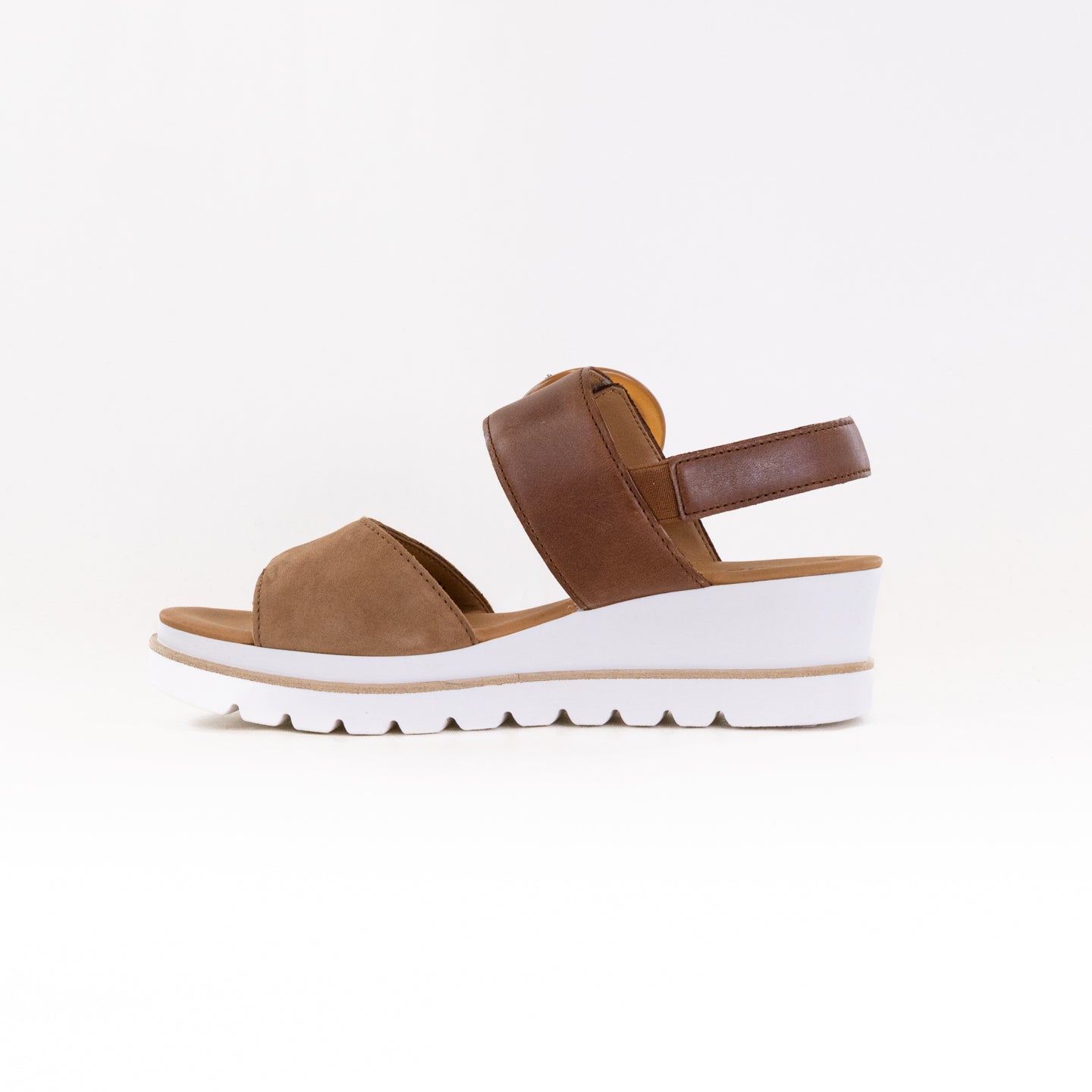 Gabor Women's Fashionable Leather Sandals 64.645 in Walnut and Camel Colors