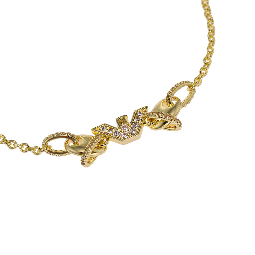 Stylish Emporio Armani Gold - Plated Brass Sentimental Cubic Zirconia Fashion Bracelet