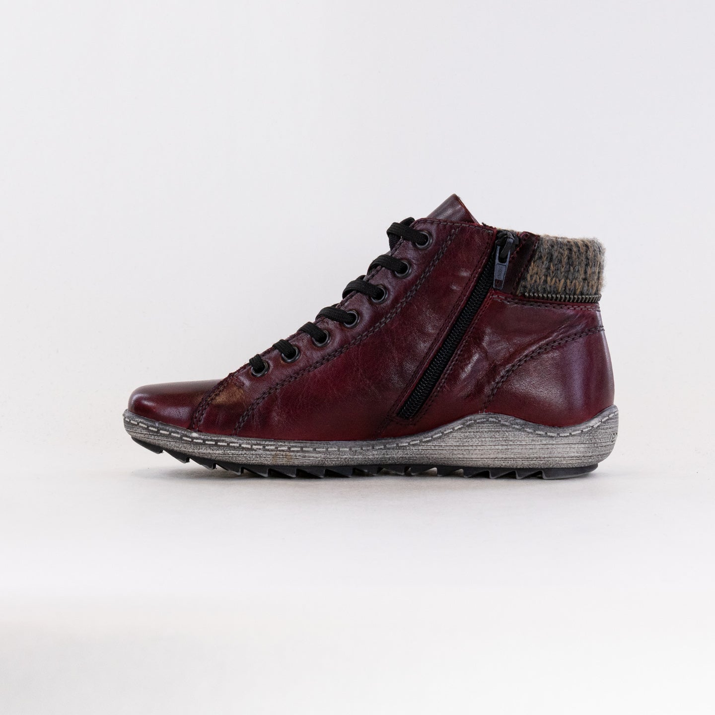 Stylish Women's Wine-colored Remonte R1473 Lace-up Booties