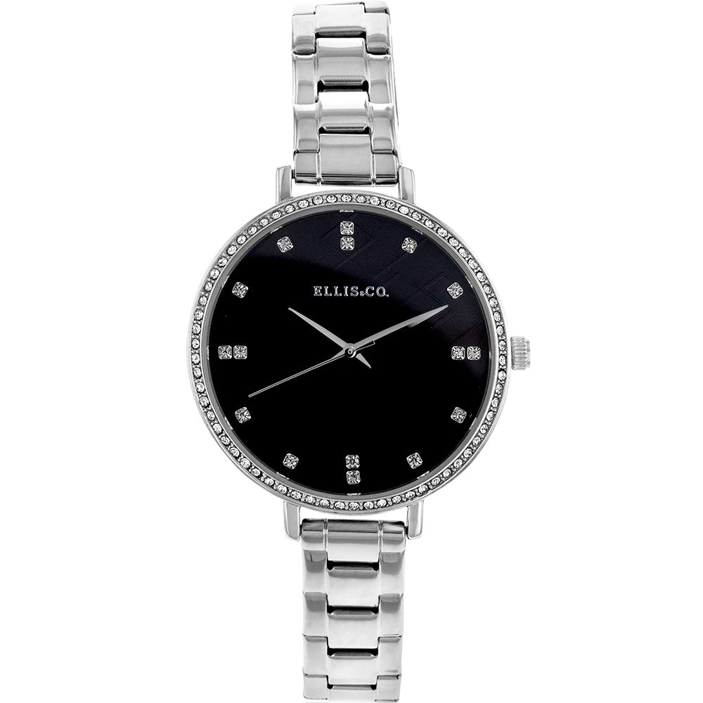 Ellis & Co Women's Crystal Dial Steel Watch - An Iconic Steel and Black Timepiece