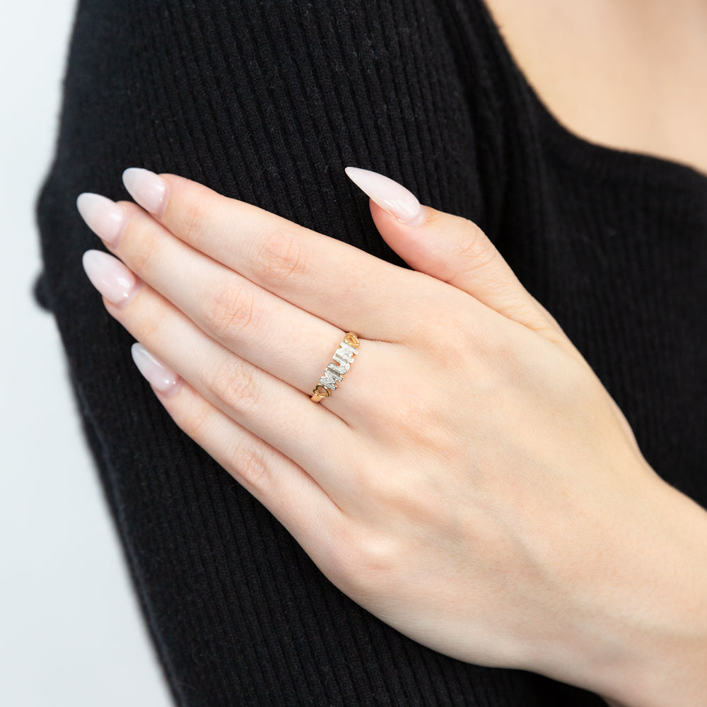 Exquisite 9ct Yellow Gold Ring Set Embellished With Stunning Brilliant Cut Diamonds - Ideal Jewelry for Mum