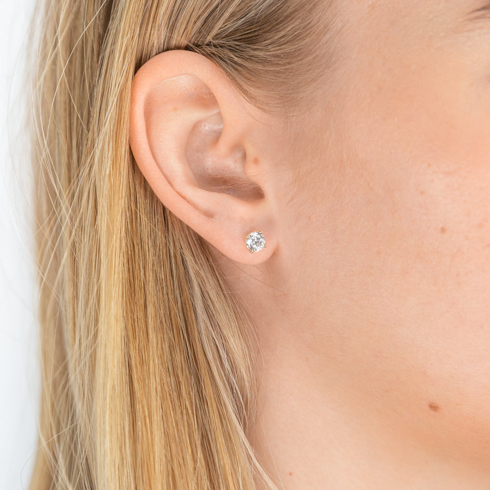 Stunning 9ct Yellow Gold 5mm Cubic Zirconia Stud Earrings for Daily Wear