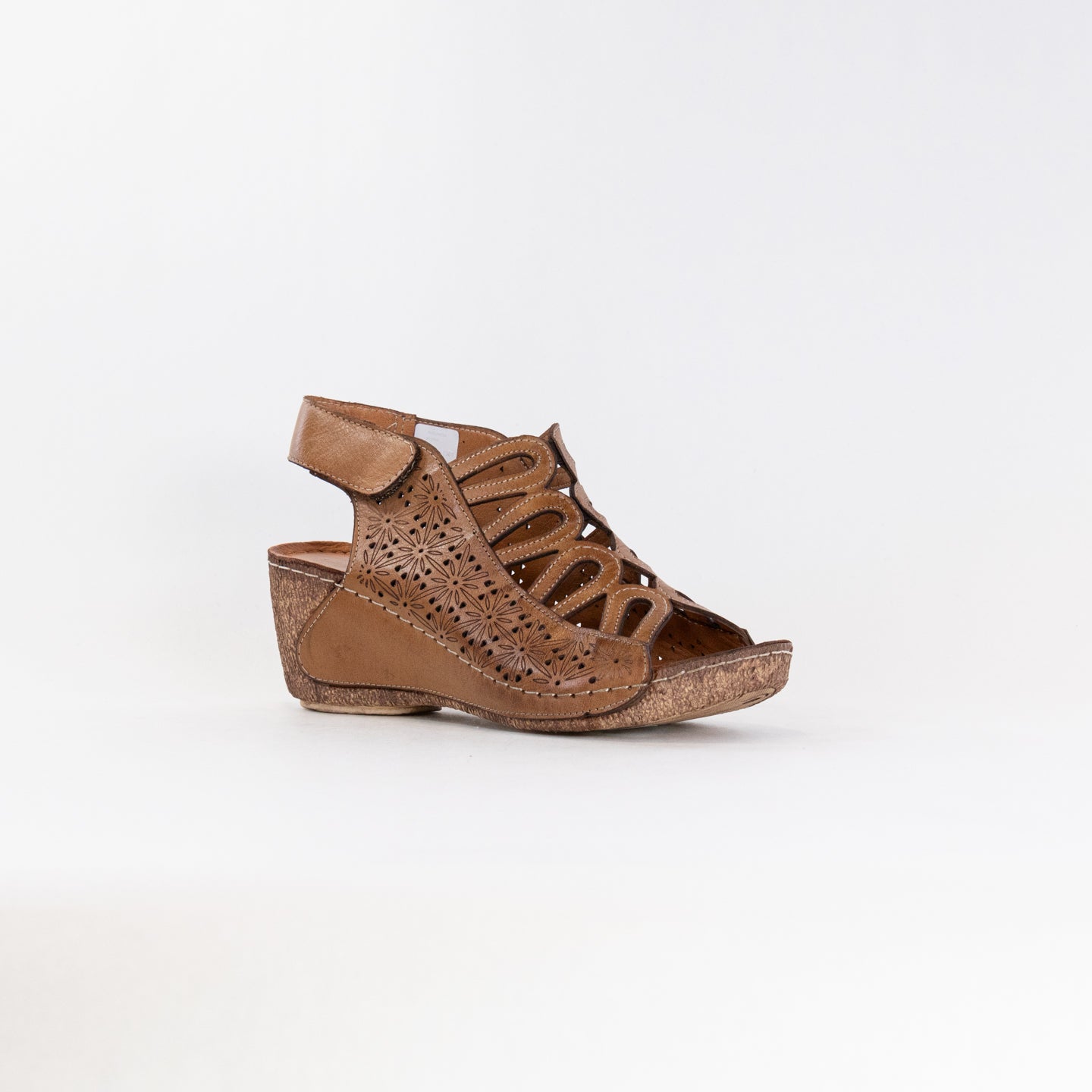 Spring Step Women's Brown Inocencia Sandals with Floral Design