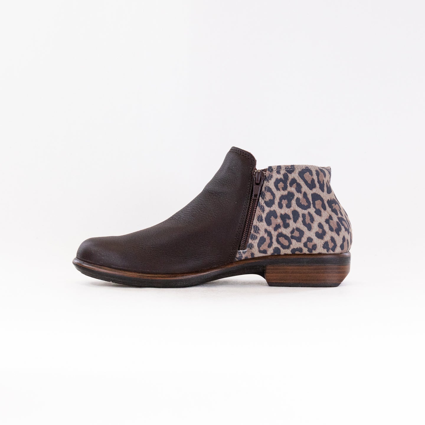 Naot Women's Helm Bootie - Cheetah Sue and Soft Brown Colorway